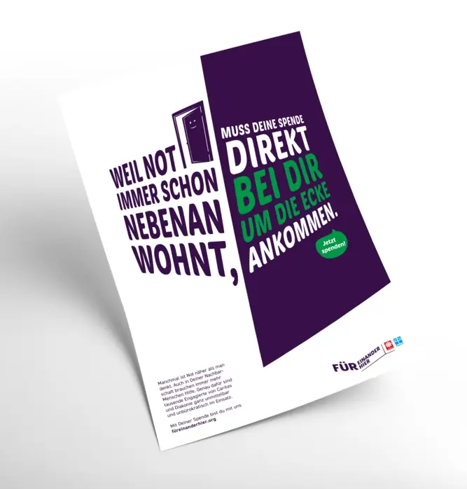 Ein Plakat mit dem Motiv "Not nebenan".